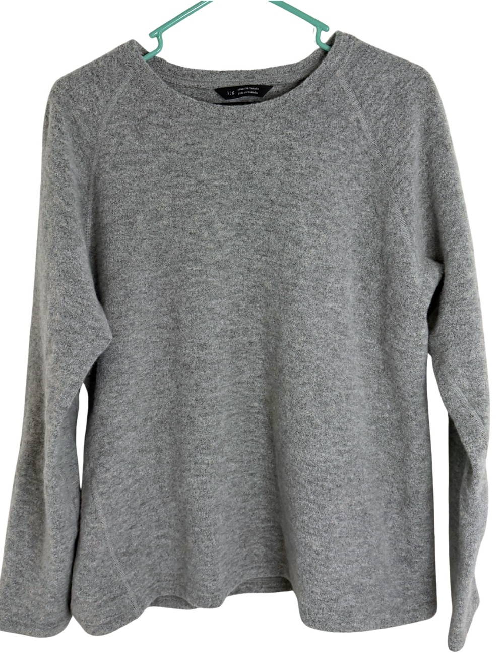 Wings + Horns Heather Gray Wool Blend Long Sleeve Crewneck Sweater Size Large